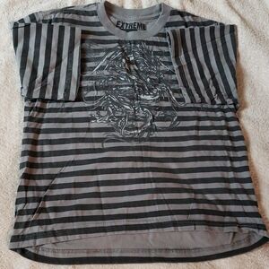 Kids Graphic Striped Tee - Black and Gray